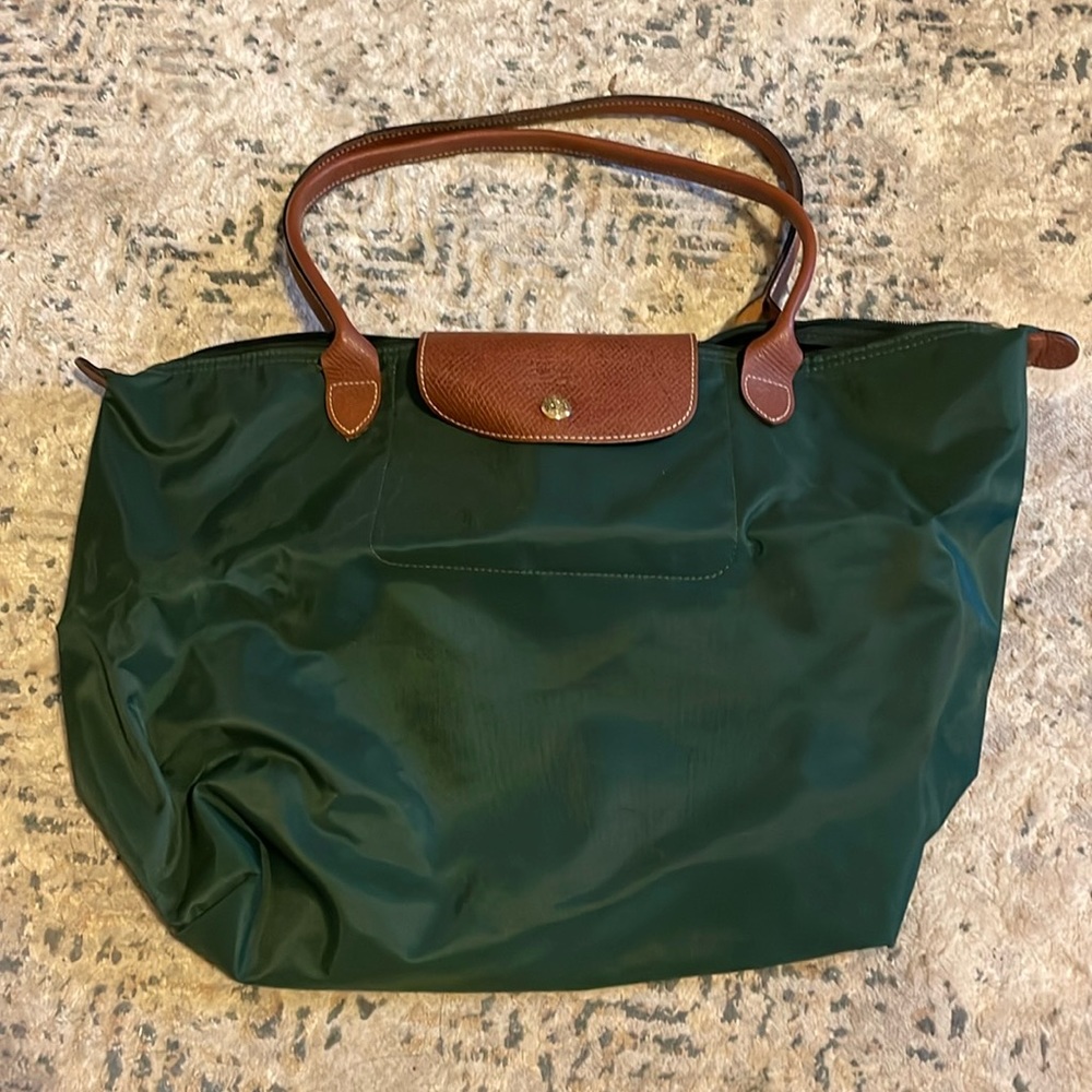 Green long champ bag